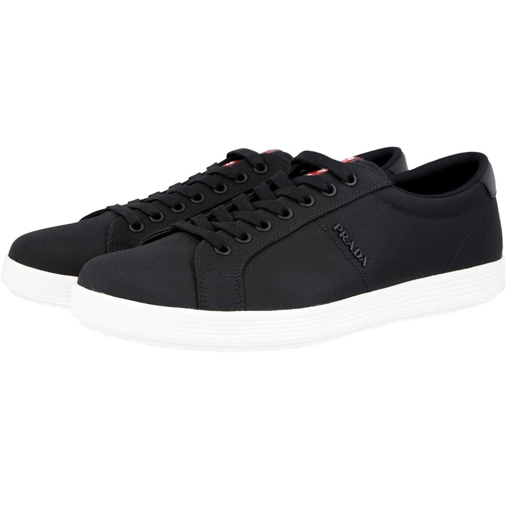 AUTH LUXURY PRADA SNEAKERS SHOES 4E3256 BLACK NYLON - Picture 13 of 16
